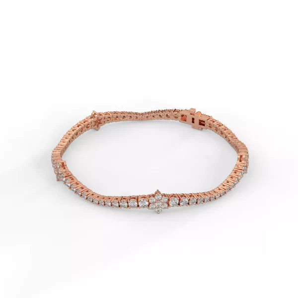 Interwoven Flowers H&A Diamond Tennis Bracelet - Image 2