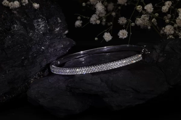 Classic Double Line Half H&A Diamond Bangle - Image 4