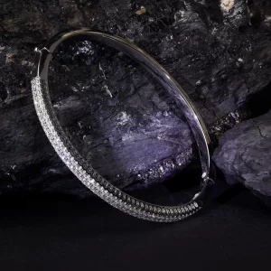 Classic Double Line Half H&A Diamond Bangle