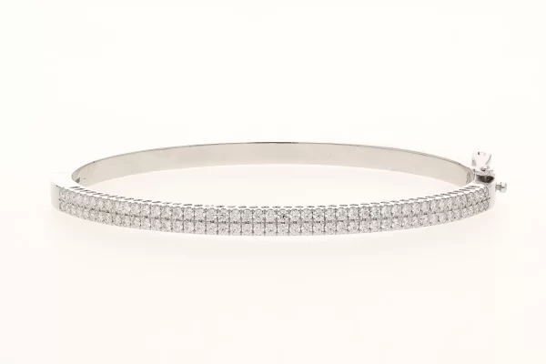 Classic Double Line Half H&A Diamond Bangle