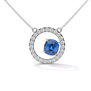 Sapphire Center Circle H&A Diamond Necklace