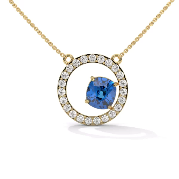 Sapphire Center Circle H&A Diamond Necklace - Image 3