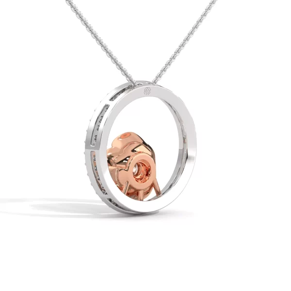 Rose Center in Channel-Set Circle H&A Diamond Necklace - Image 5