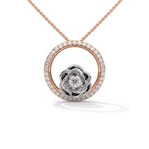 Rose Center in Channel-Set Circle H&A Diamond Necklace