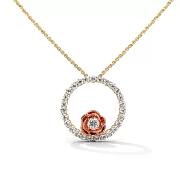 Rose Center in Prong-Set Circle H&A Diamond Necklace - Image 3