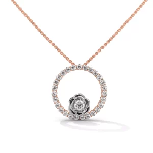 Rose Center in Prong-Set Circle H&A Diamond Necklace