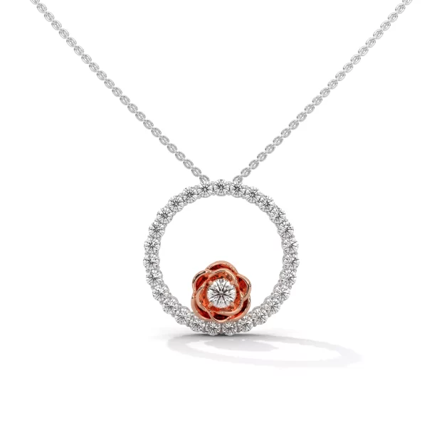 Rose Center in Prong-Set Circle H&A Diamond Necklace