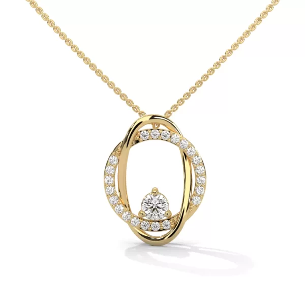 Interlocking Circles with Solitaire H&A Diamond Necklace - Image 3