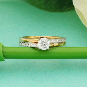 Alternating Layers 0.35ct Solitaire H&A Diamond Ring