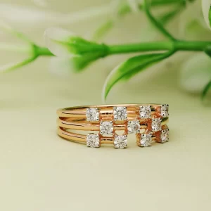 3 Layer Scattered Diamonds Rose Gold H&A Diamond Ring