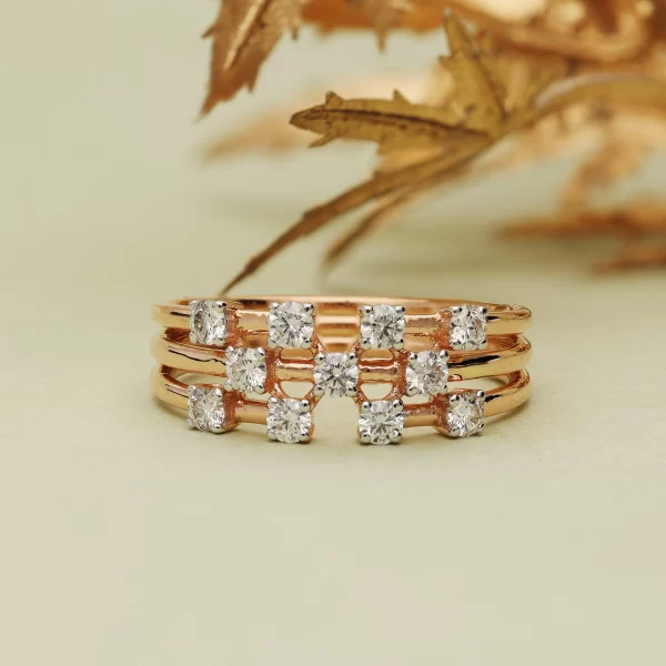 3 Layer Scattered Diamonds Rose Gold H&A Diamond Ring